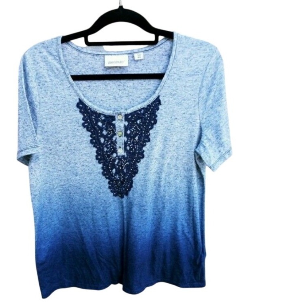 Avenue T Shirt Size 10/12 Womens Plus Size Gray Short Sleeve Scoop Neck Top